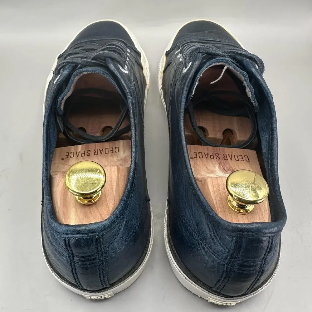 Frye Greene Low Shoes Mens Size 12 Navy Blue Leather Casual Sneakers 3481142-NVY